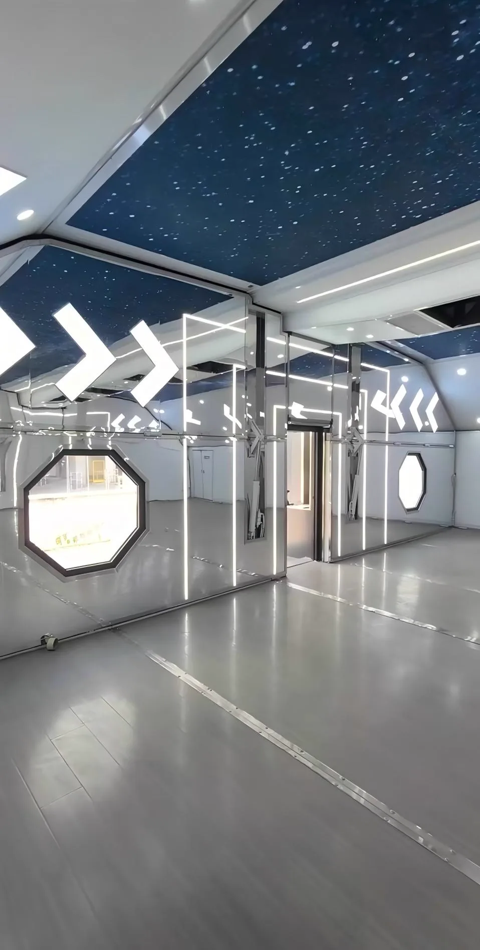 Open-plan hall interior — MBFD 45ft container venue